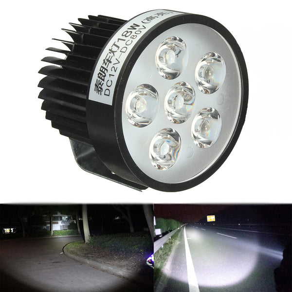 Motorcycle Bright 18W 6 LED Headlight Work Driving Spot Light Fog Lamp Scooter 12/24V