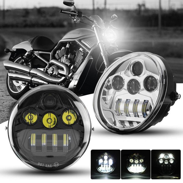 DOT E9 60W Motorcycle LED Headlight Hi-Lo Beam DRL for Harley for Davidson VROD VRSC